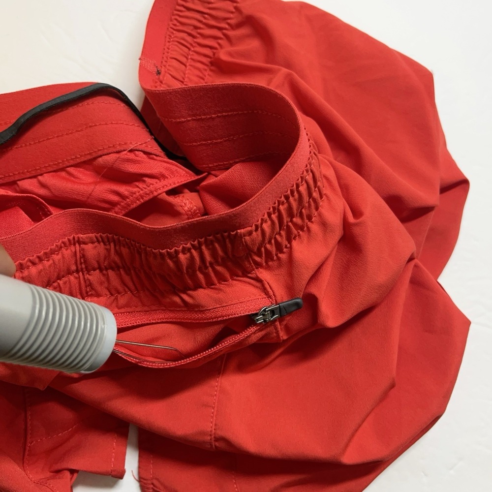 Nike Dri Fit Womens Lined Running Shorts M Red Drawstring 4" Lacrosse Zip Pocket - Picture 13 of 14